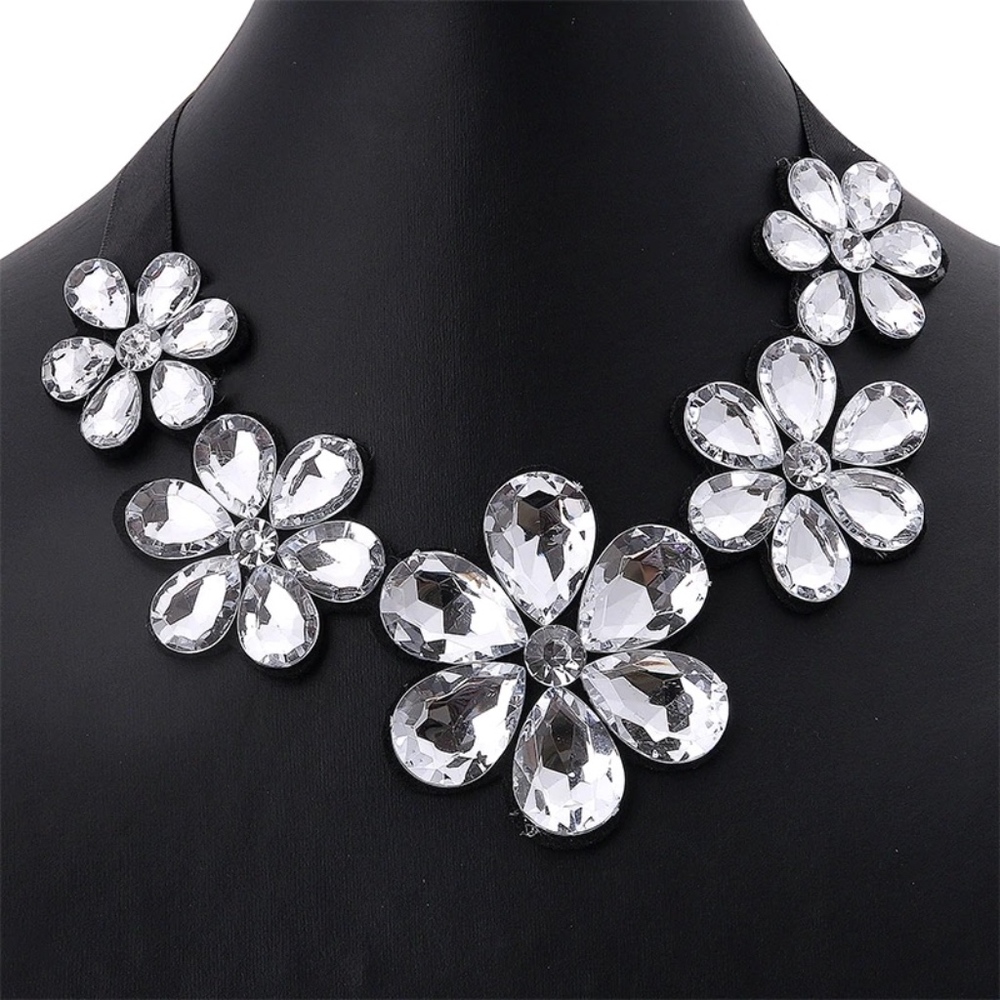 4 for $25 SALE!!!! Rhinestone Flower Necklaces